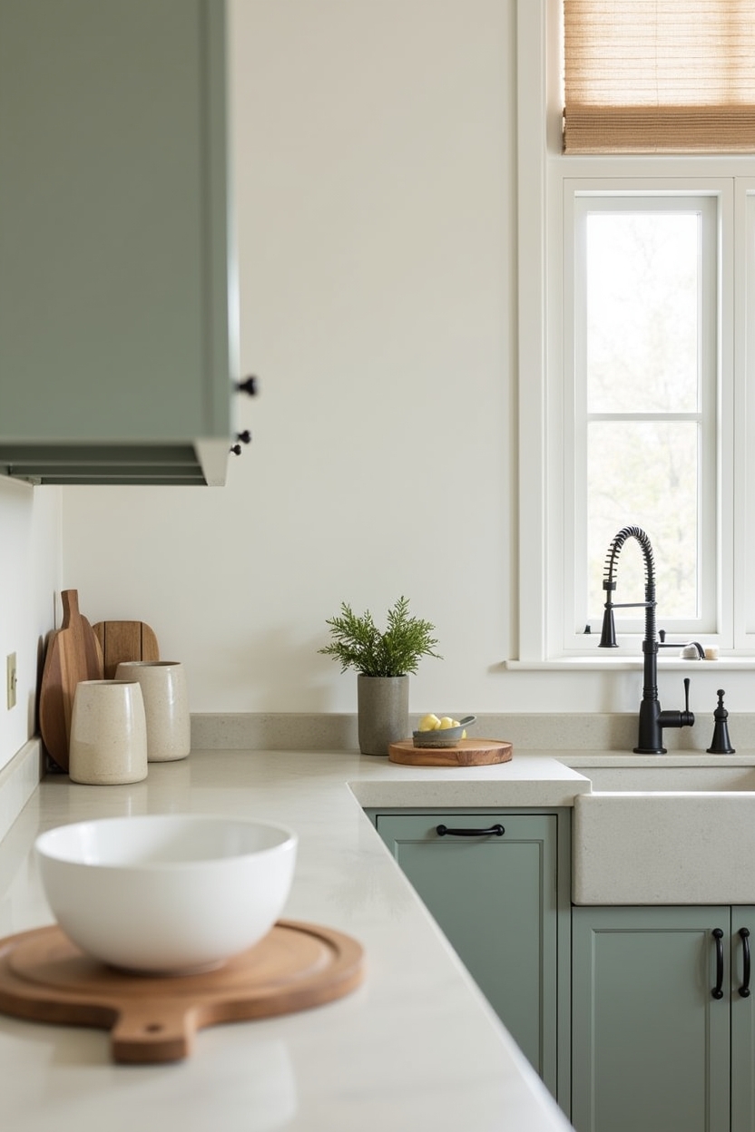 soft_sage_green_lower_cabinets home decor