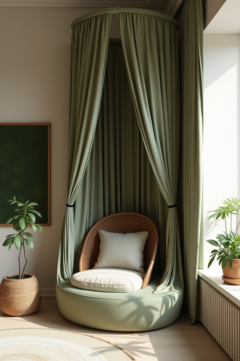 moss-green canopy nook home decor