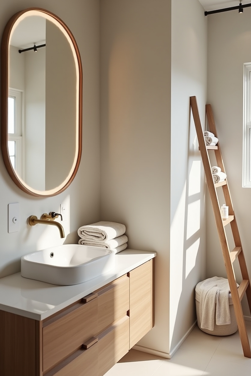 integrated smart anti-fog mirror with raw-brass frame home decor