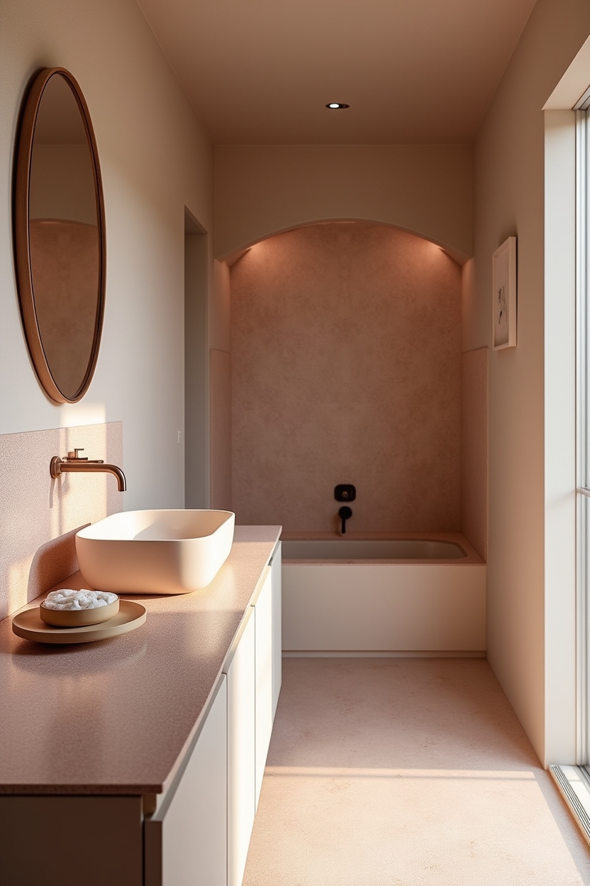 salmon-pink terrazzo vanity countertop home decor