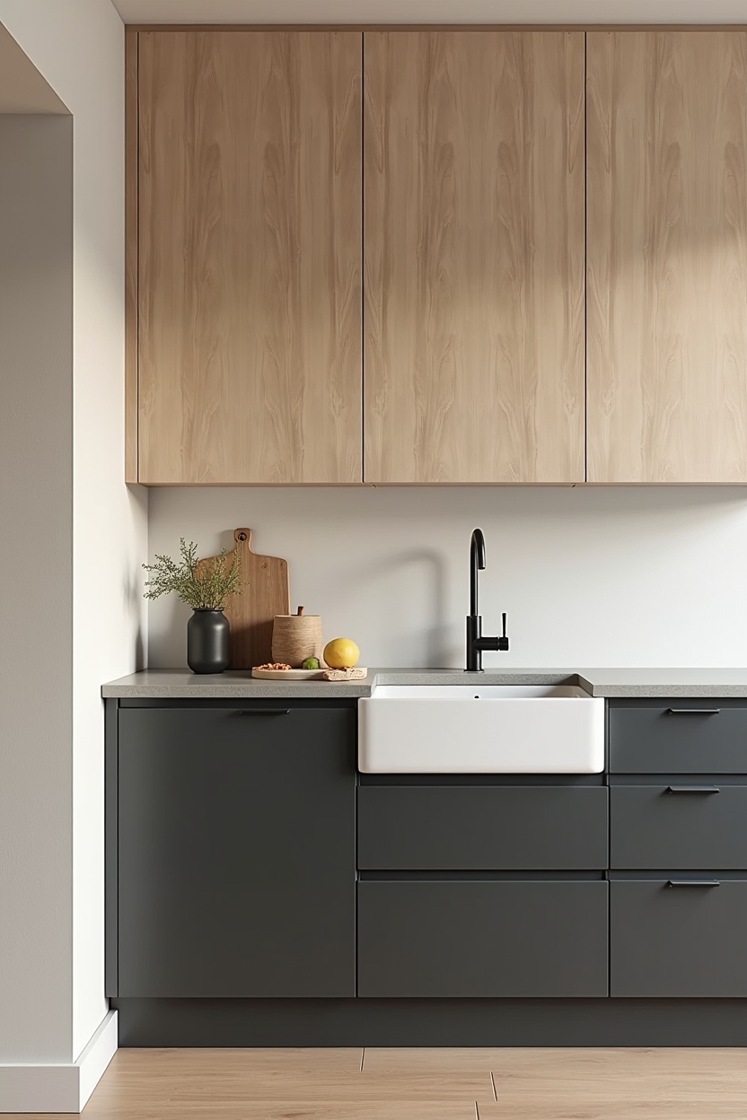 pale ash and charcoal two-tone sink facade home decor