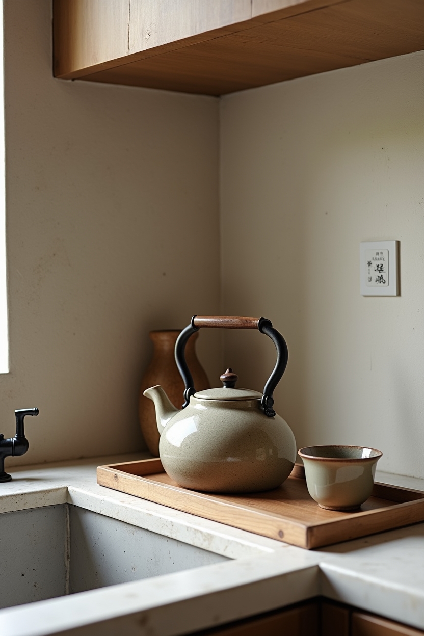 wabi-sabi tea station home decor