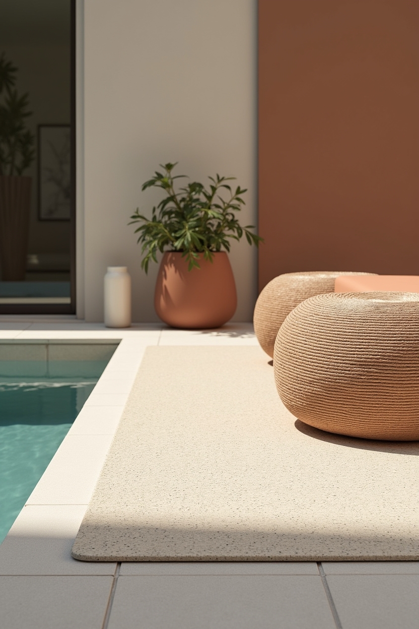 terrazzo-motif polymer poolside mat home decor