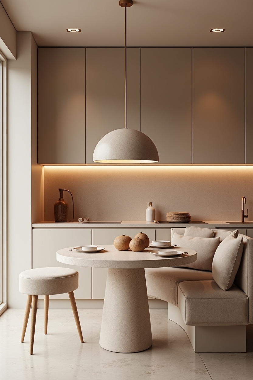 curved terrazzo linear pendant with warm LEDs home decor