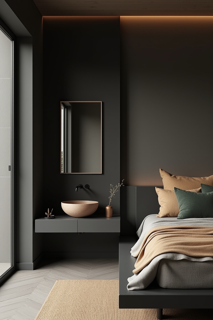 charcoal tadelakt accent wall home decor