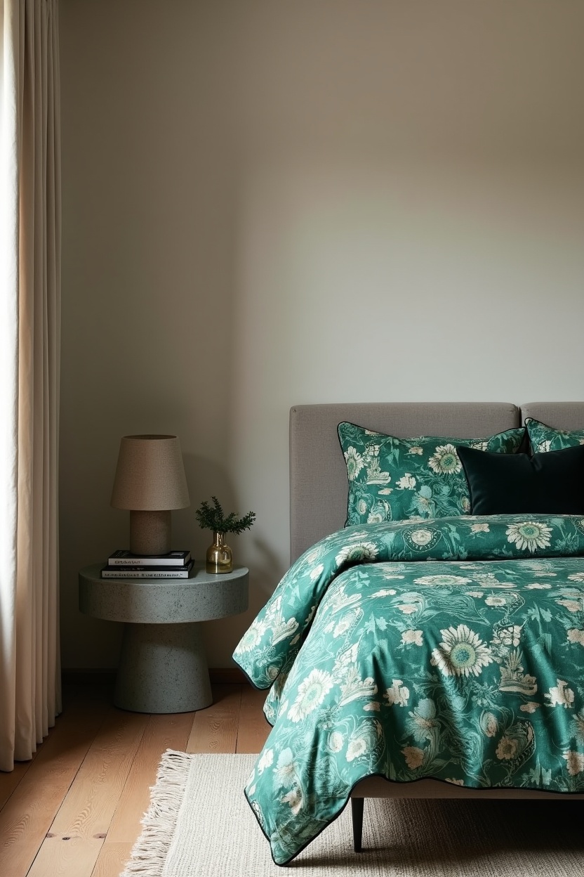 oversized malachite-print silk duvet home decor