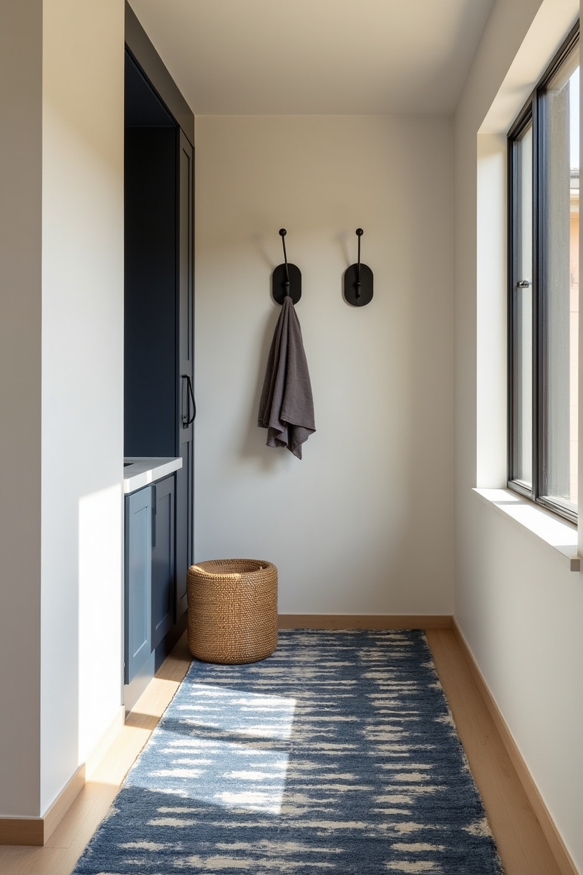 seasonal entryway runner ideas — ikat runner (visible weave and pattern) featuring hand-dyed ikat & reversible performance textiles