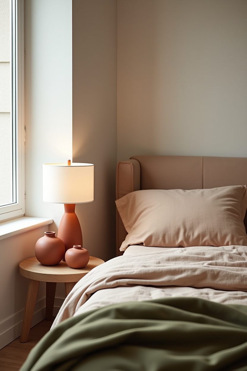 clay-glazed ceramic bedside lamp home decor