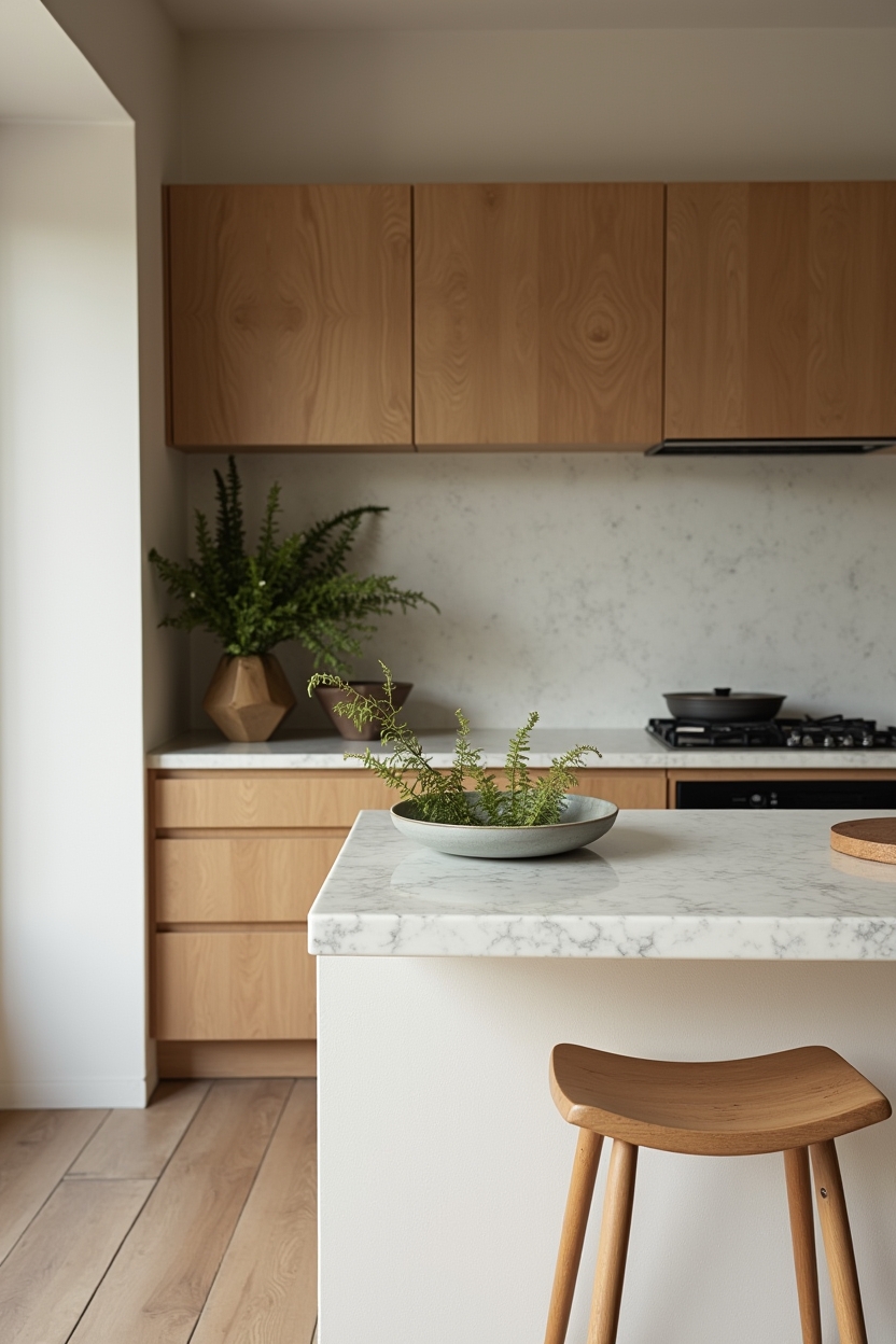 botanical bio-resin countertop with pressed foliage home decor