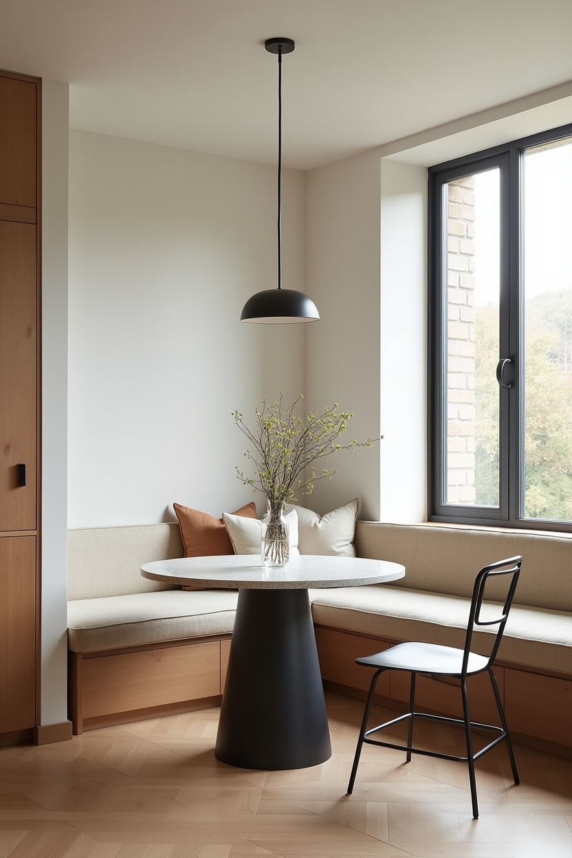 curved steamed-ash banquette silhouette home decor