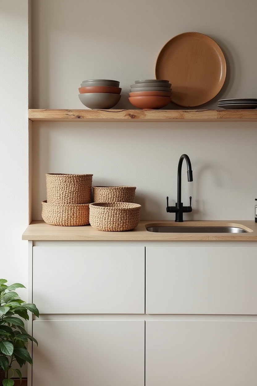 raw-ash floating shelves with live-edge top home decor