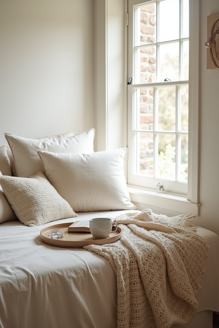 sun-faded linen daybed by window home decor