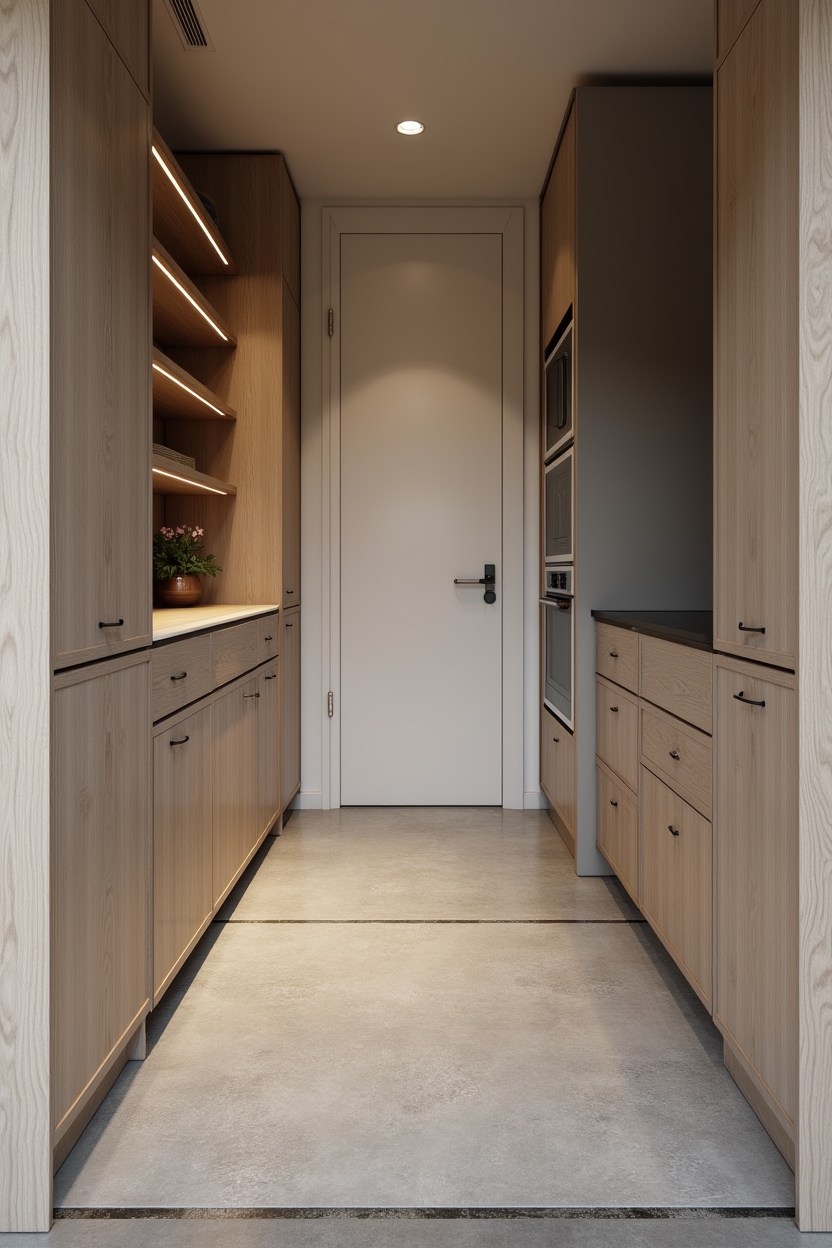 warm-gray matte micro-cement floor with washi-paper inlay home decor