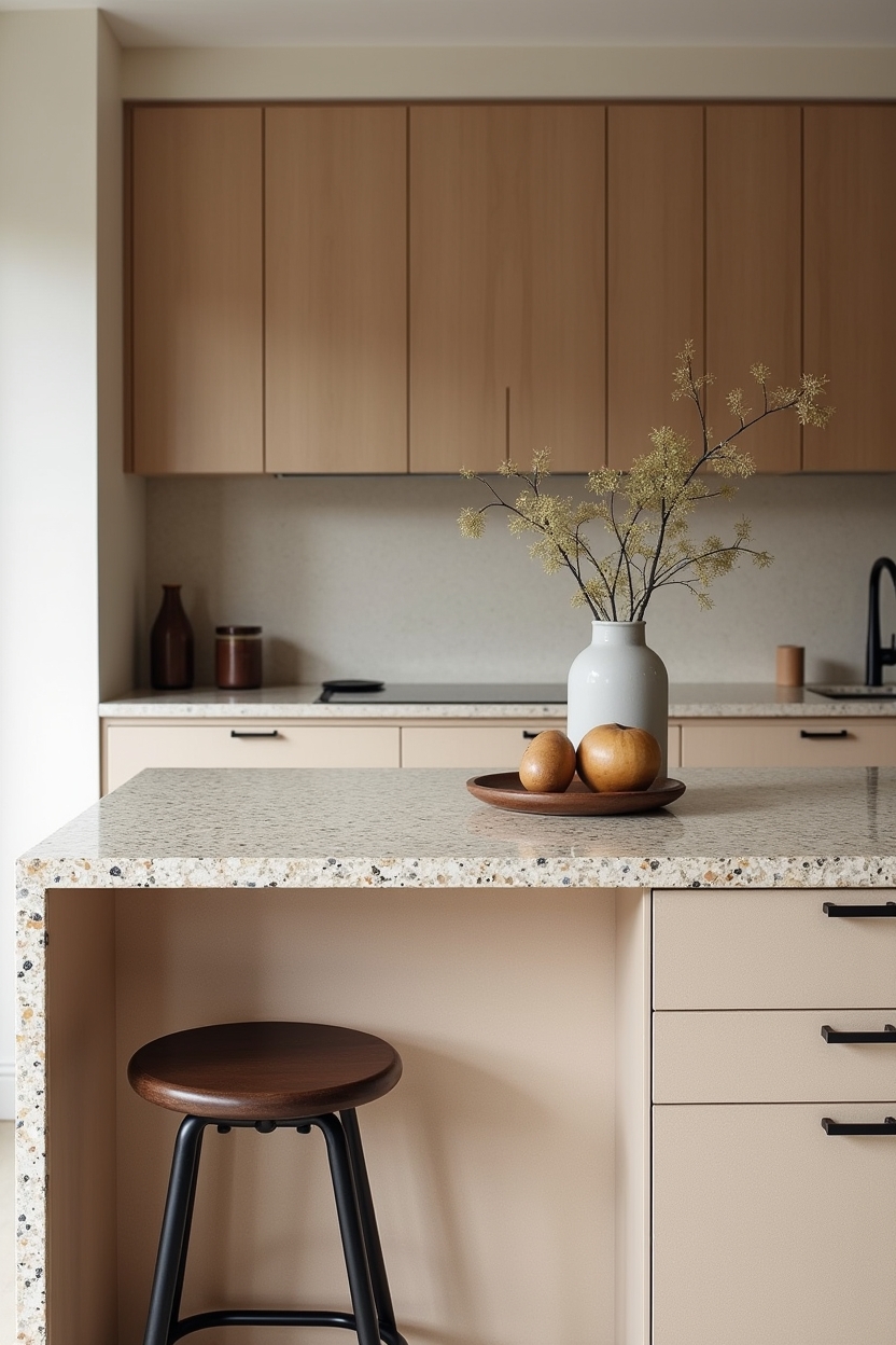 terrazzo peninsula embedded with shell fragments home decor