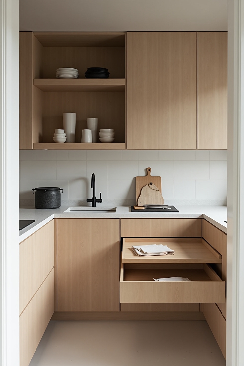 two-tier cutting and slim pull-out prep surface home decor