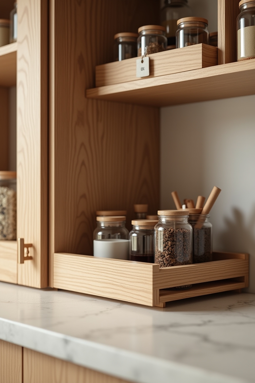 open vertical slatted oak organizer box home decor