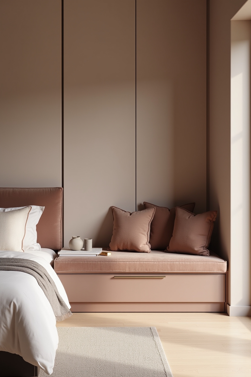 two-tone upholstery with brass inlay seam home decor