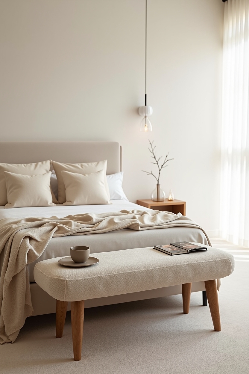 soft cream bouclé upholstery with fluted oak legs home decor