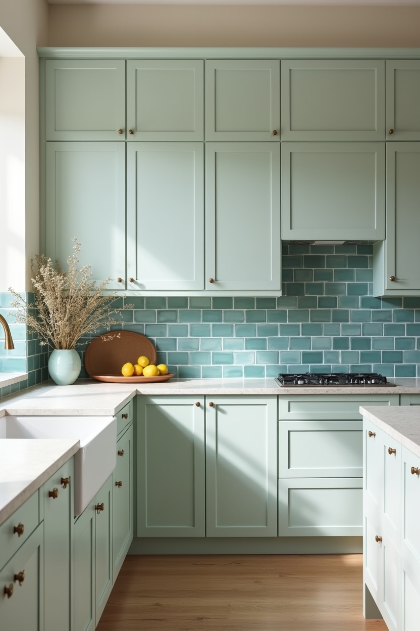 sea-glass hand-painted cabinet fronts home decor