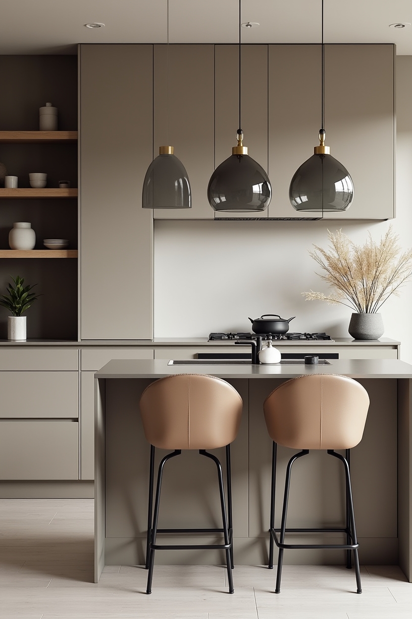 taupe aniline-leather counter stools home decor