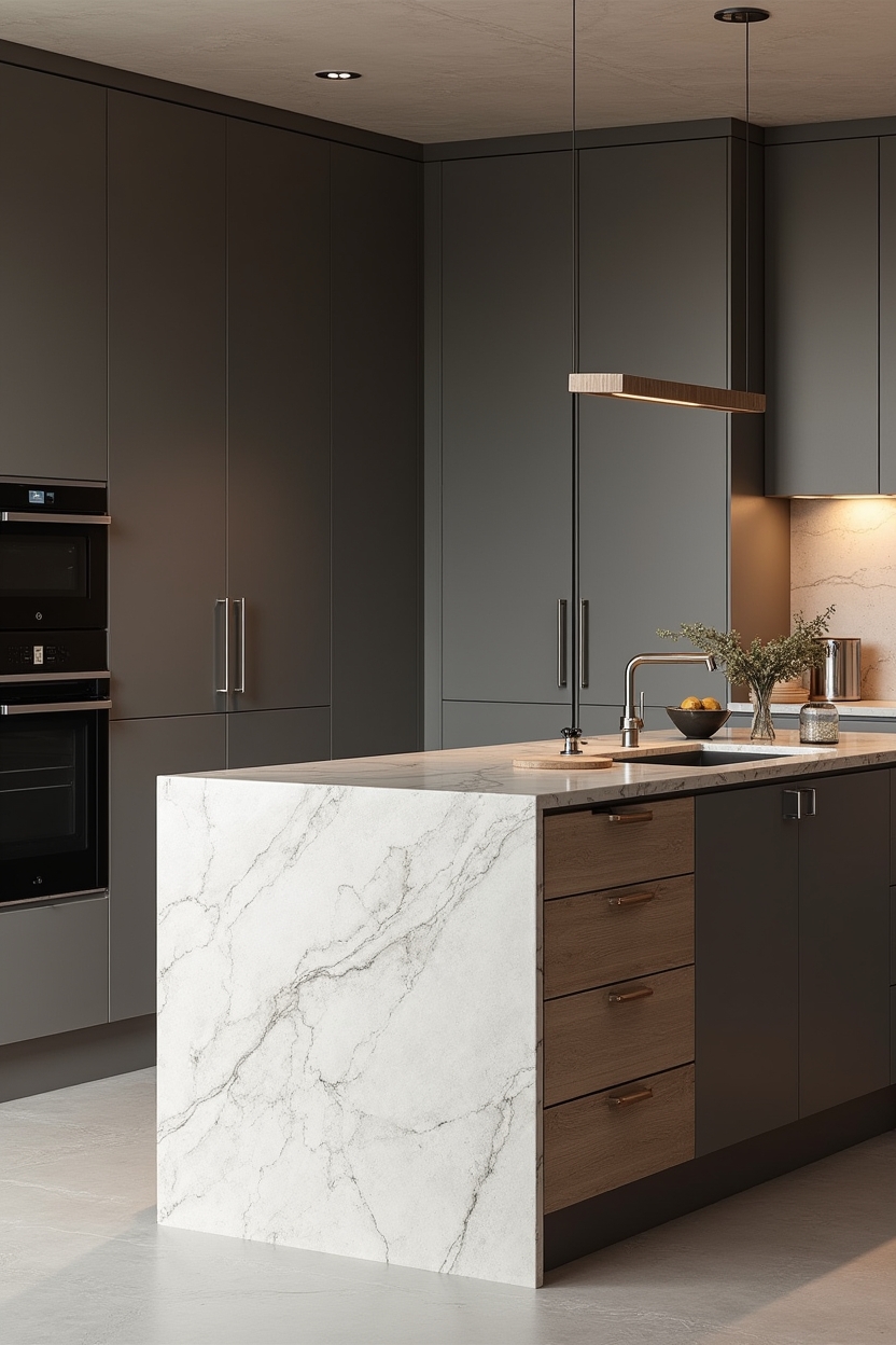 matte onyx waterfall island home decor
