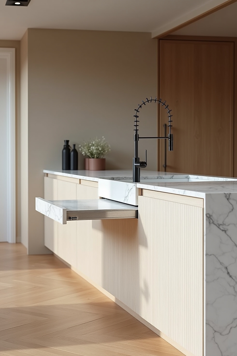 modular fluted marble-veneer extension home decor