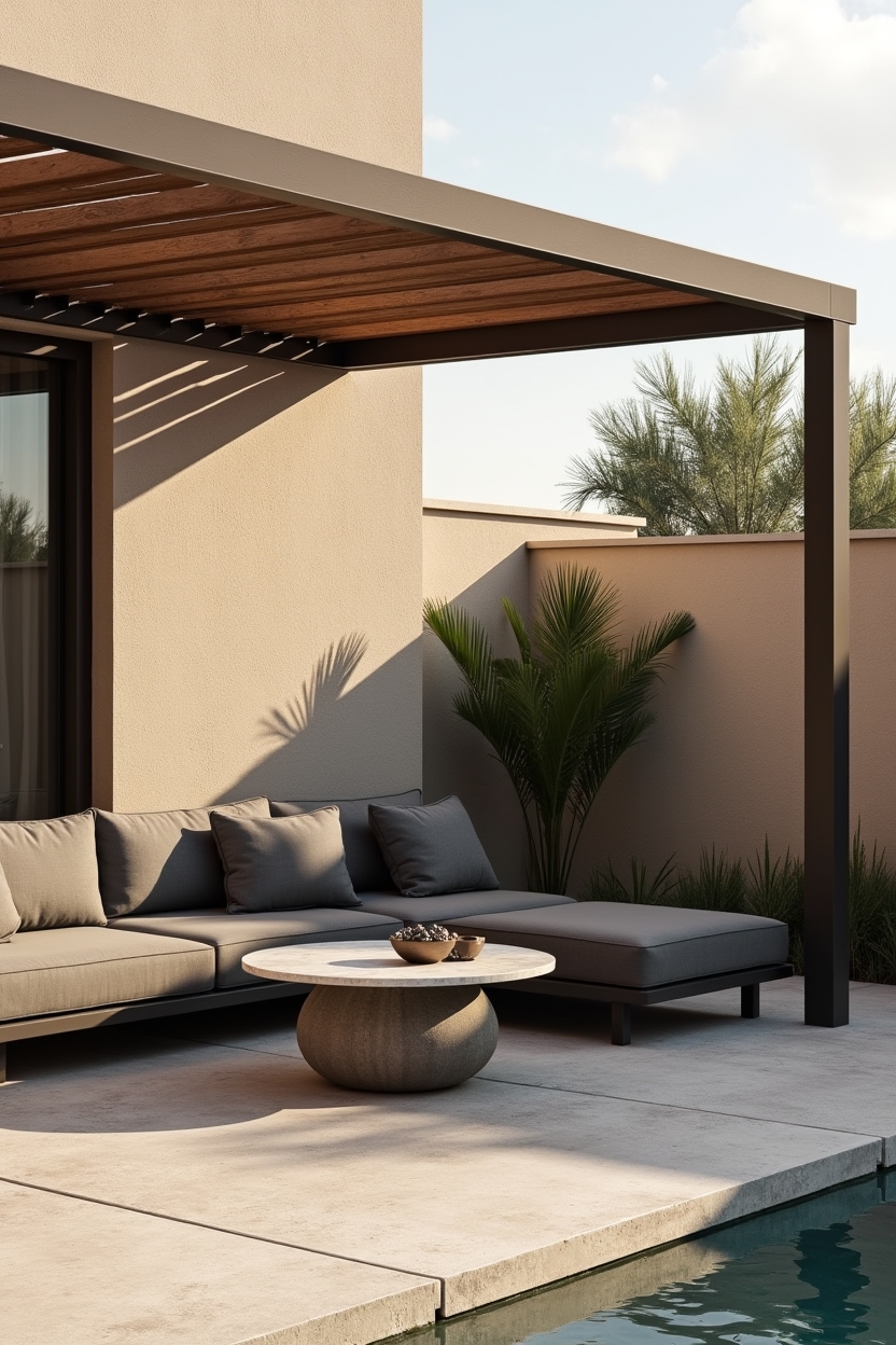 bronzed pergola with frosted glass louver inserts home decor