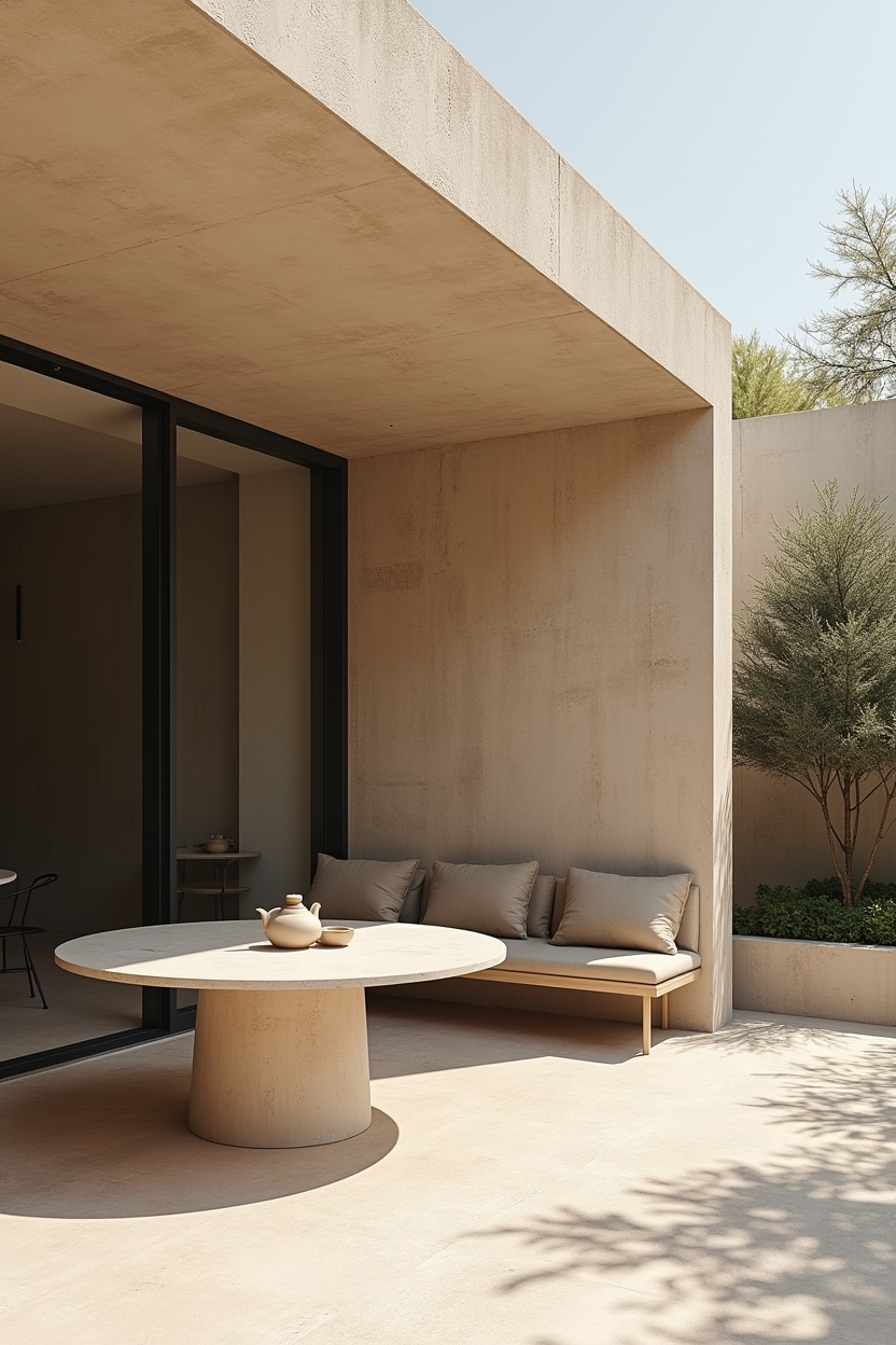monochrome stone (limestone) canopy with concealed supports home decor