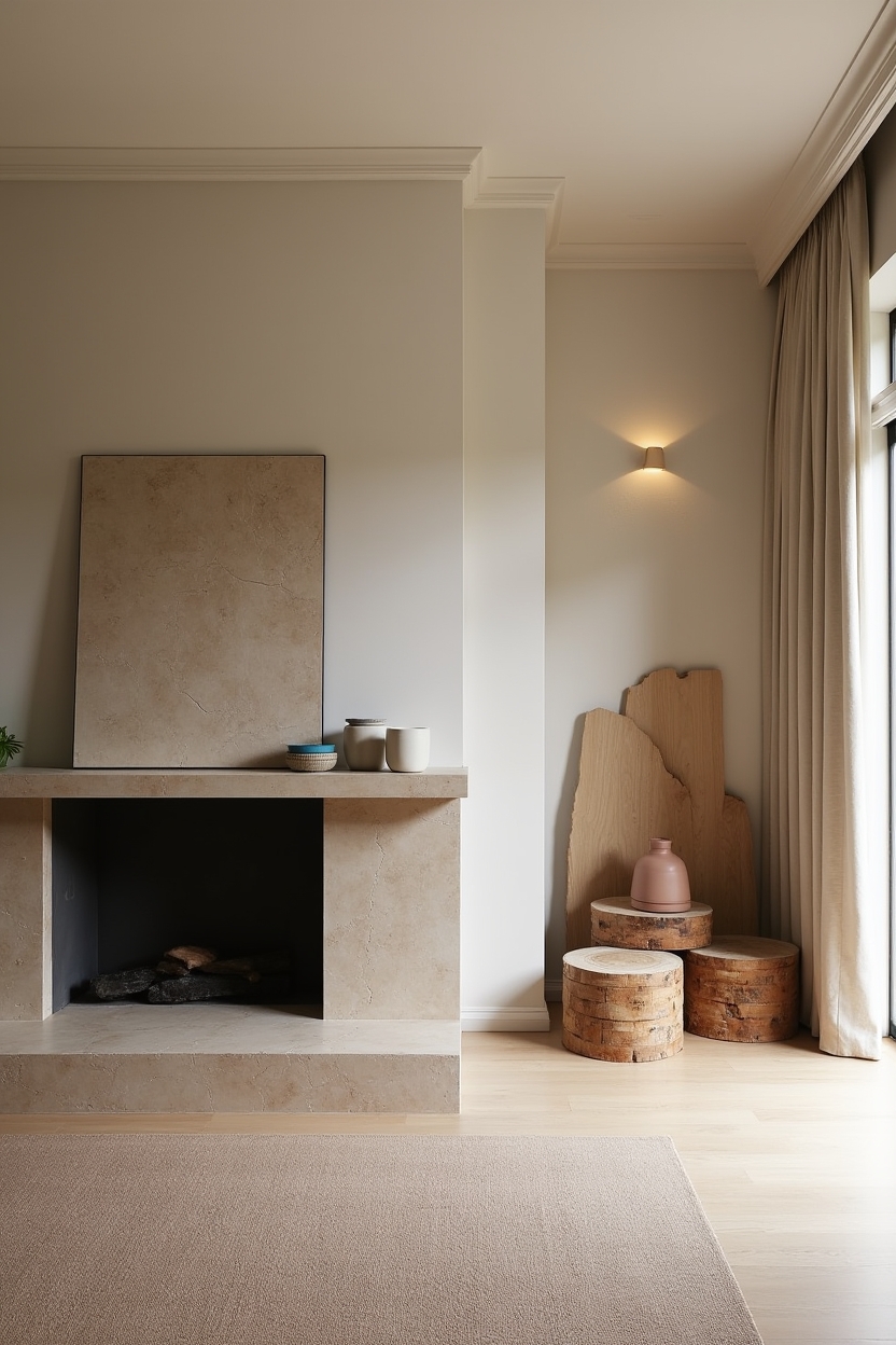 two_tone_stone_mantel home decor