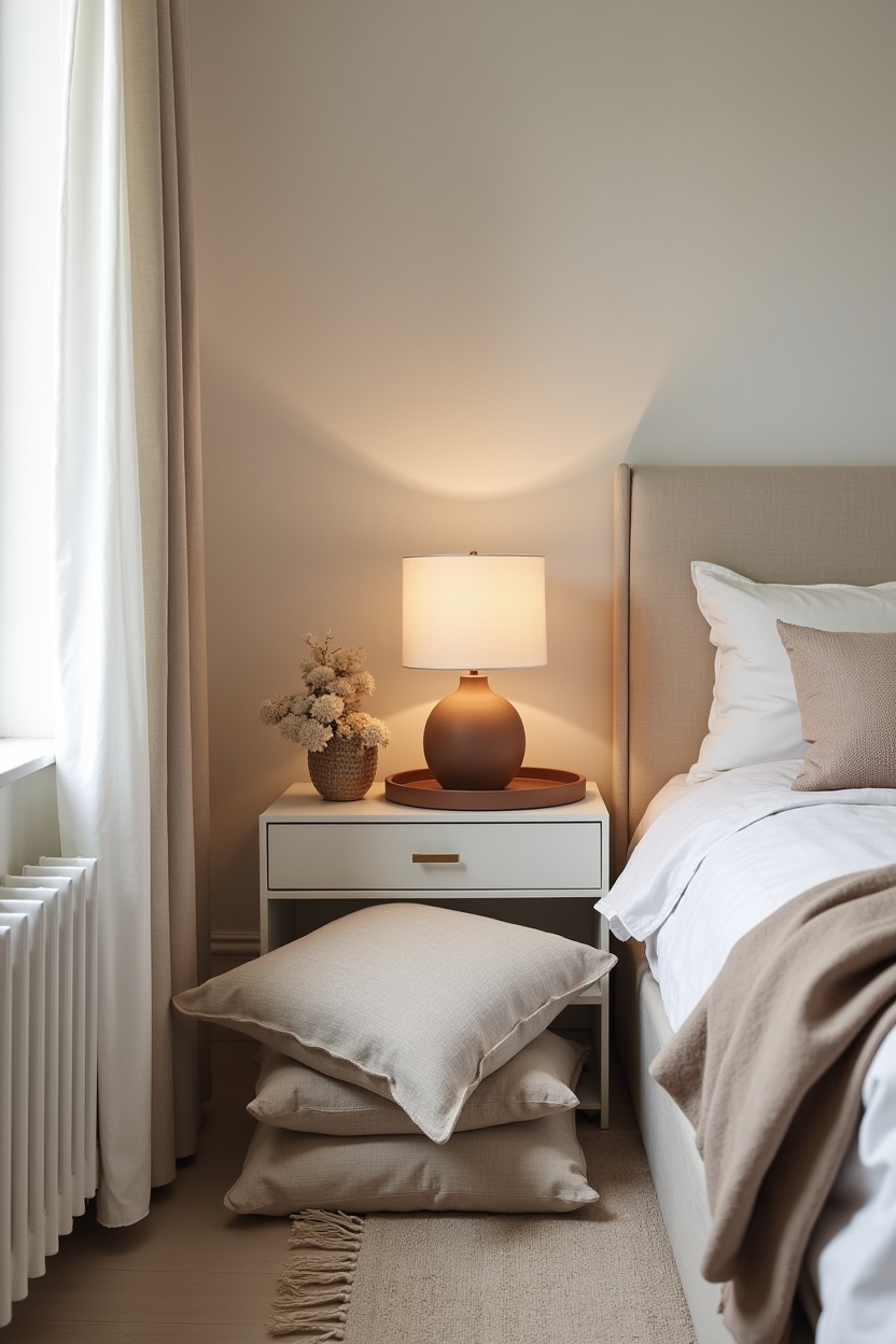 hand-thrown clay lamp bedside vignette home decor