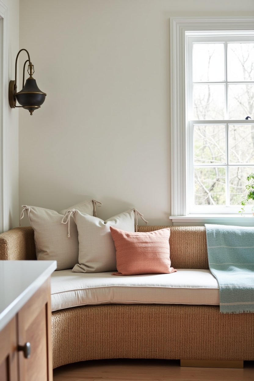 seagrass curved banquette home decor