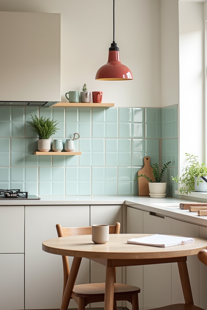 mini seafoam tile backsplash home decor