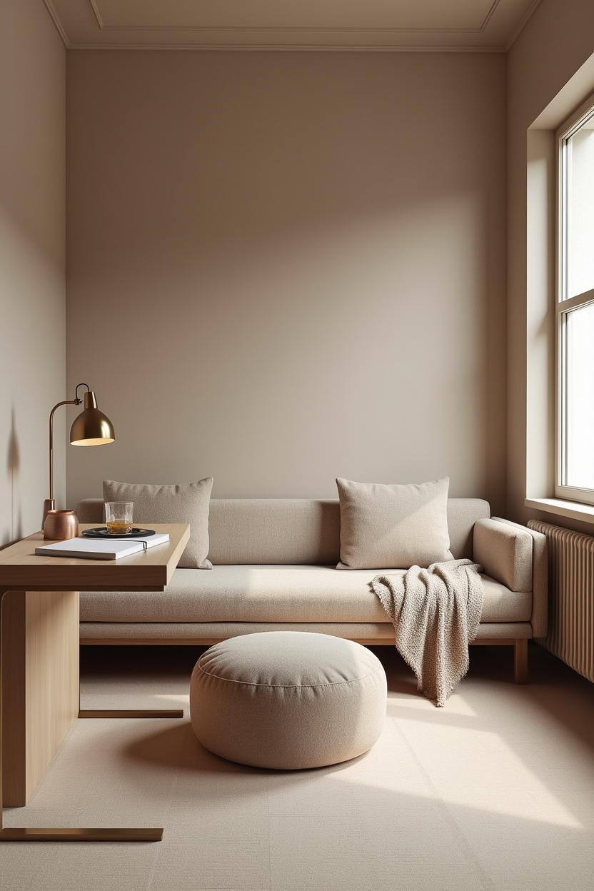 warm minimalist office layout ideas — narrow daybed with boucle upholstery featuring layout_trend