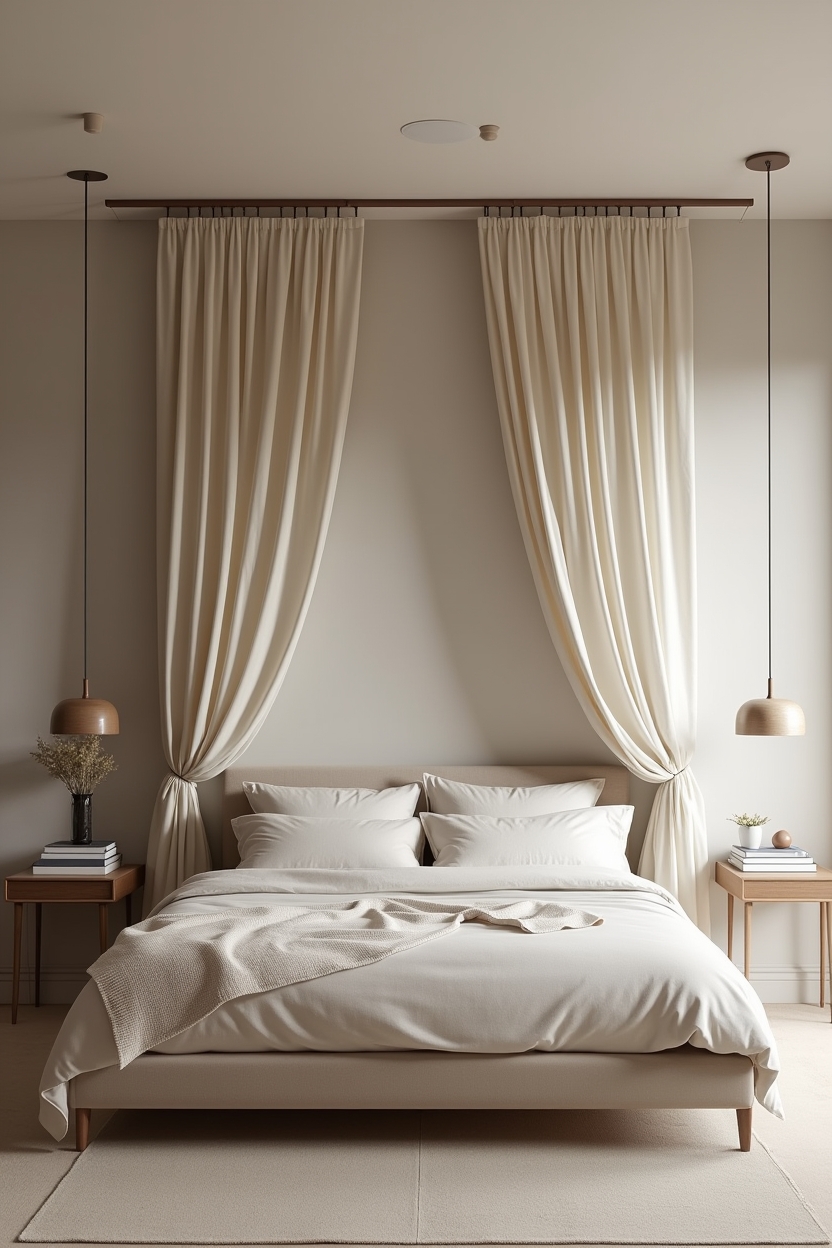semi-sheer draped half-canopy home decor