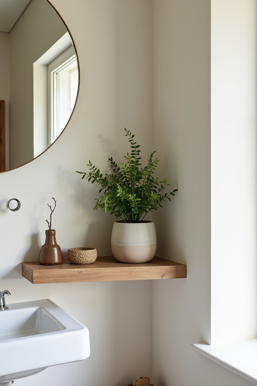 corner biophilic shelf home decor