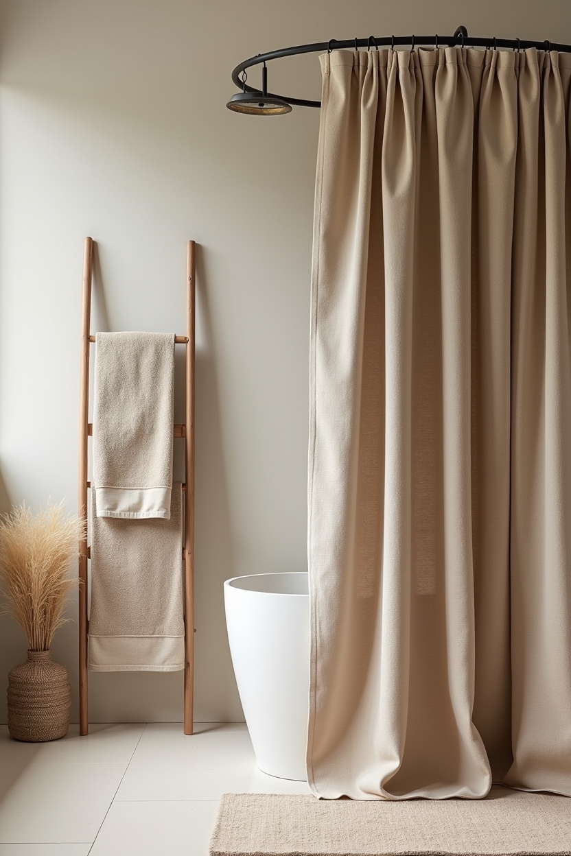 draped hemp shower curtain home decor
