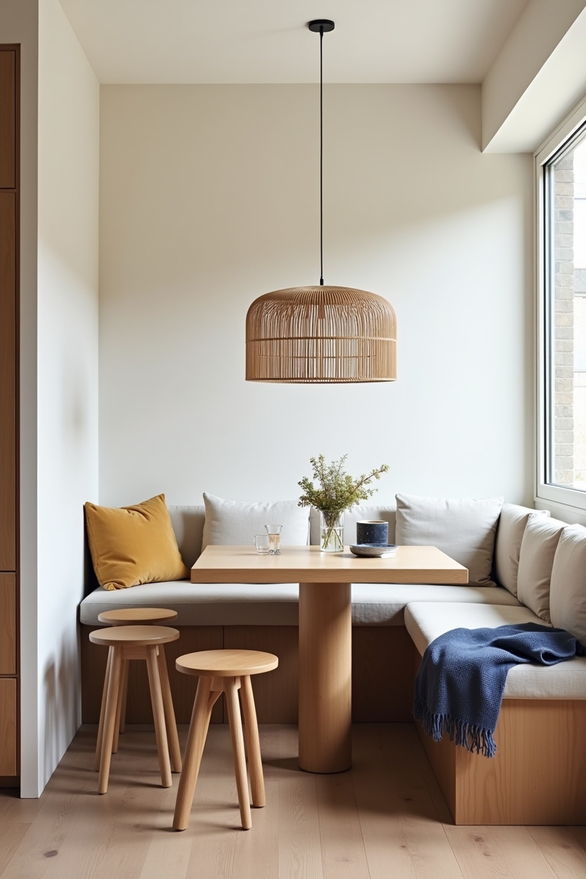 low-profile flattened rattan pendant light home decor