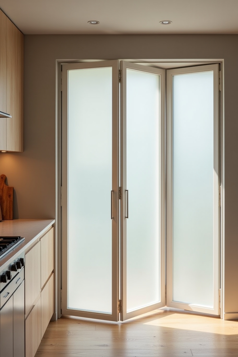 slim frosted-glass stacked bi-fold pocket door home decor