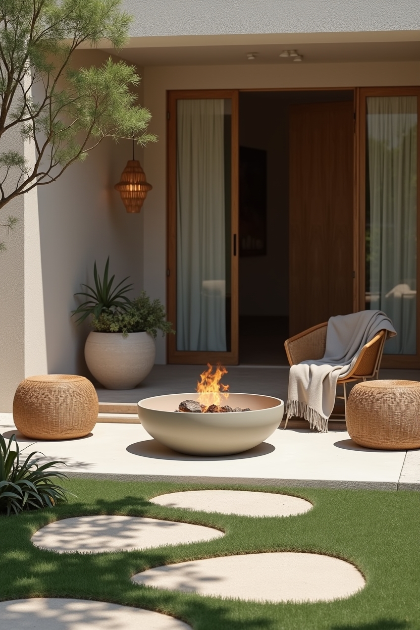 hand-glazed matte ceramic fire pit home decor
