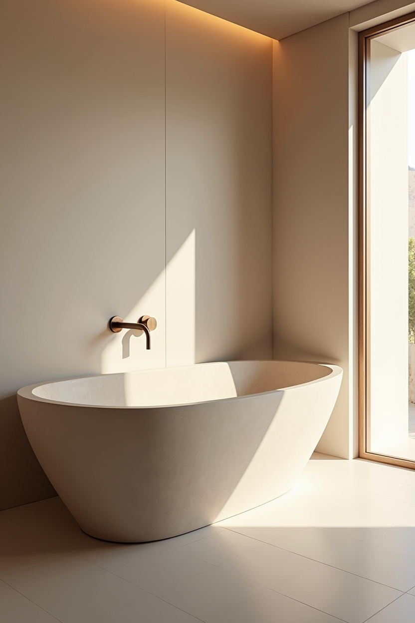 low-profile sculptural freestanding tub with dune silhouette home decor