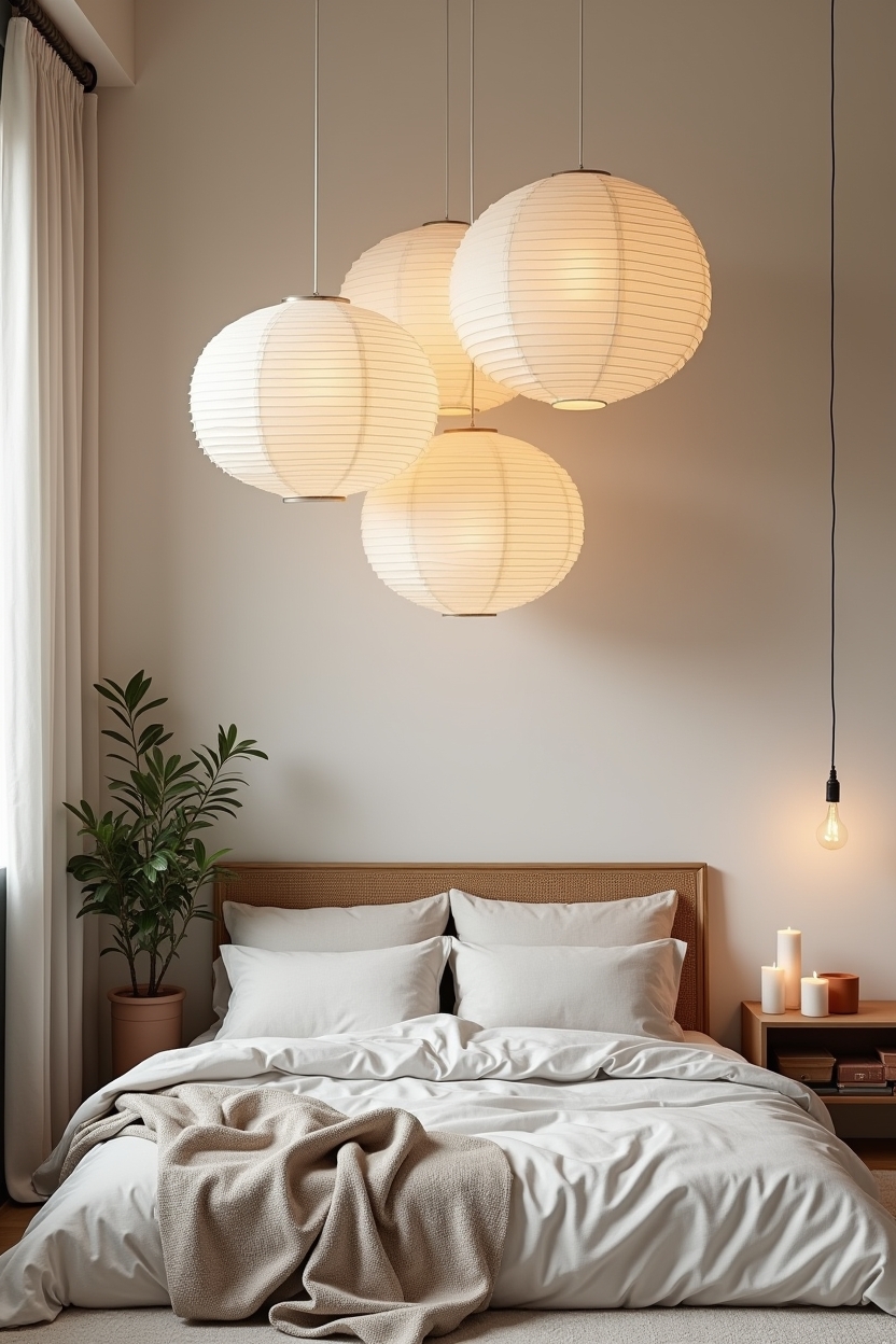 clustered oversized paper lanterns home decor