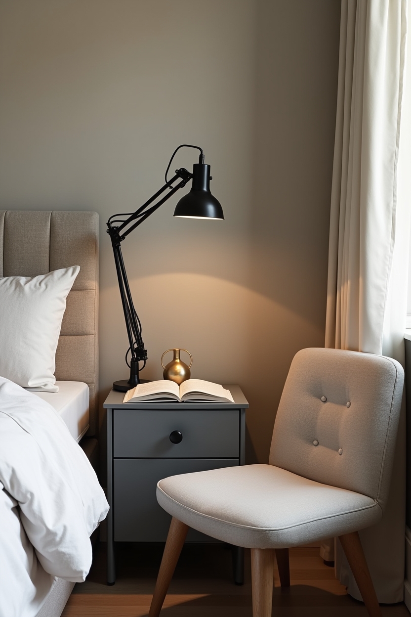 matte-black clamp swing-arm lamp home decor