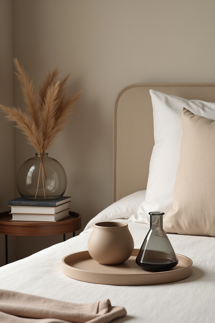 serene luxury bedroom ideas — matte jasperware tray featuring bedside_vignette_styling