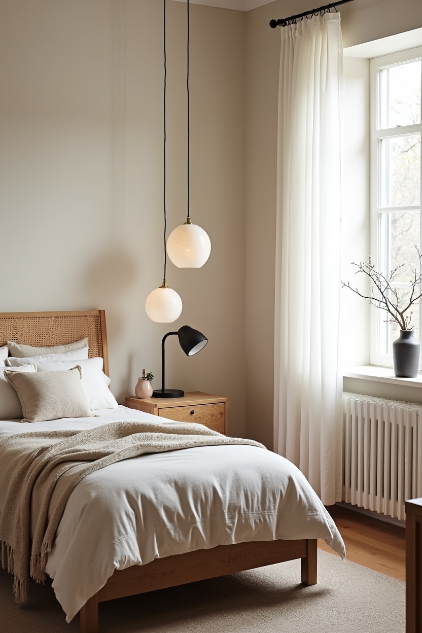 serene luxury bedroom ideas — staggered alabaster pendant cluster featuring alabaster_pendants