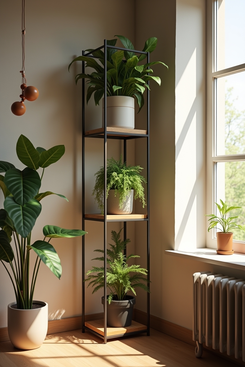 fall cozy office reading corner ideas — multi-tier_terrarium_shelf featuring mini_terrarium_greenhouse_shelf