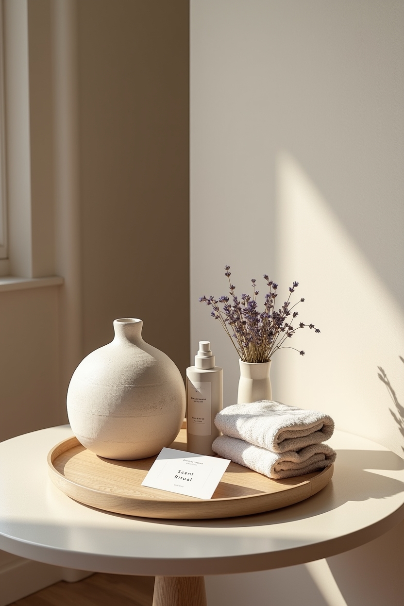restorative guest room office ideas — sculptural_ceramic_diffuser featuring scent_station_vignette