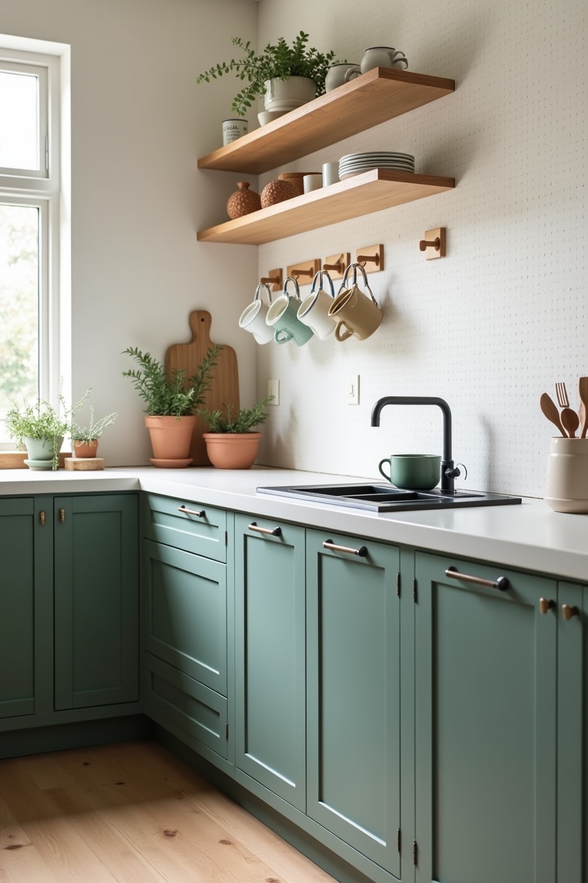 matte seaweed-green under-cabinet drawers home decor