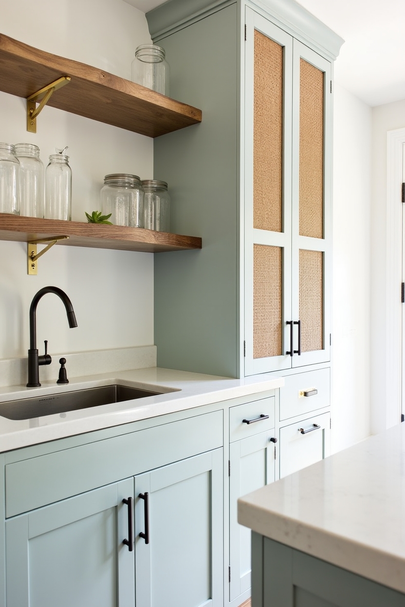 rattan-front upper cabinets home decor