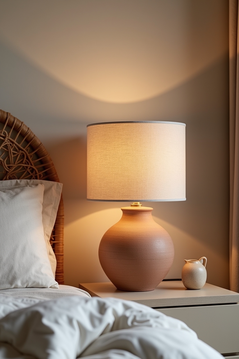 unglazed_clay_bedside_lamp home decor