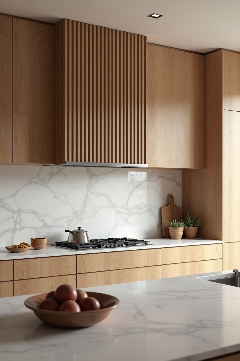fluted oak range hood home decor